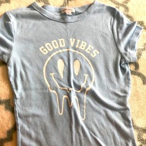 “Good vibes” baby blue shirt